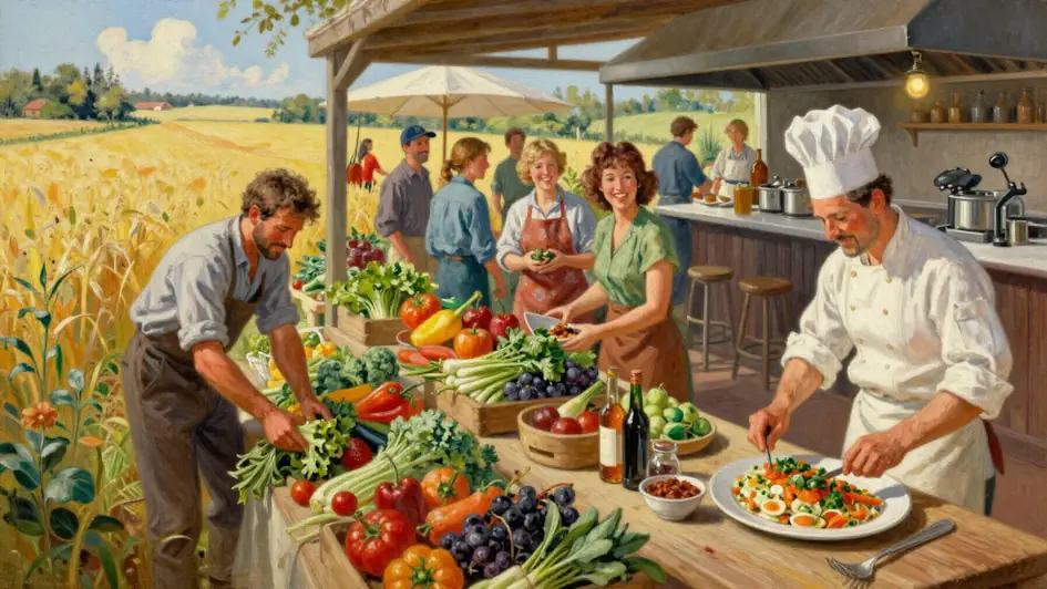 Image of a farm-to-table food supply chain