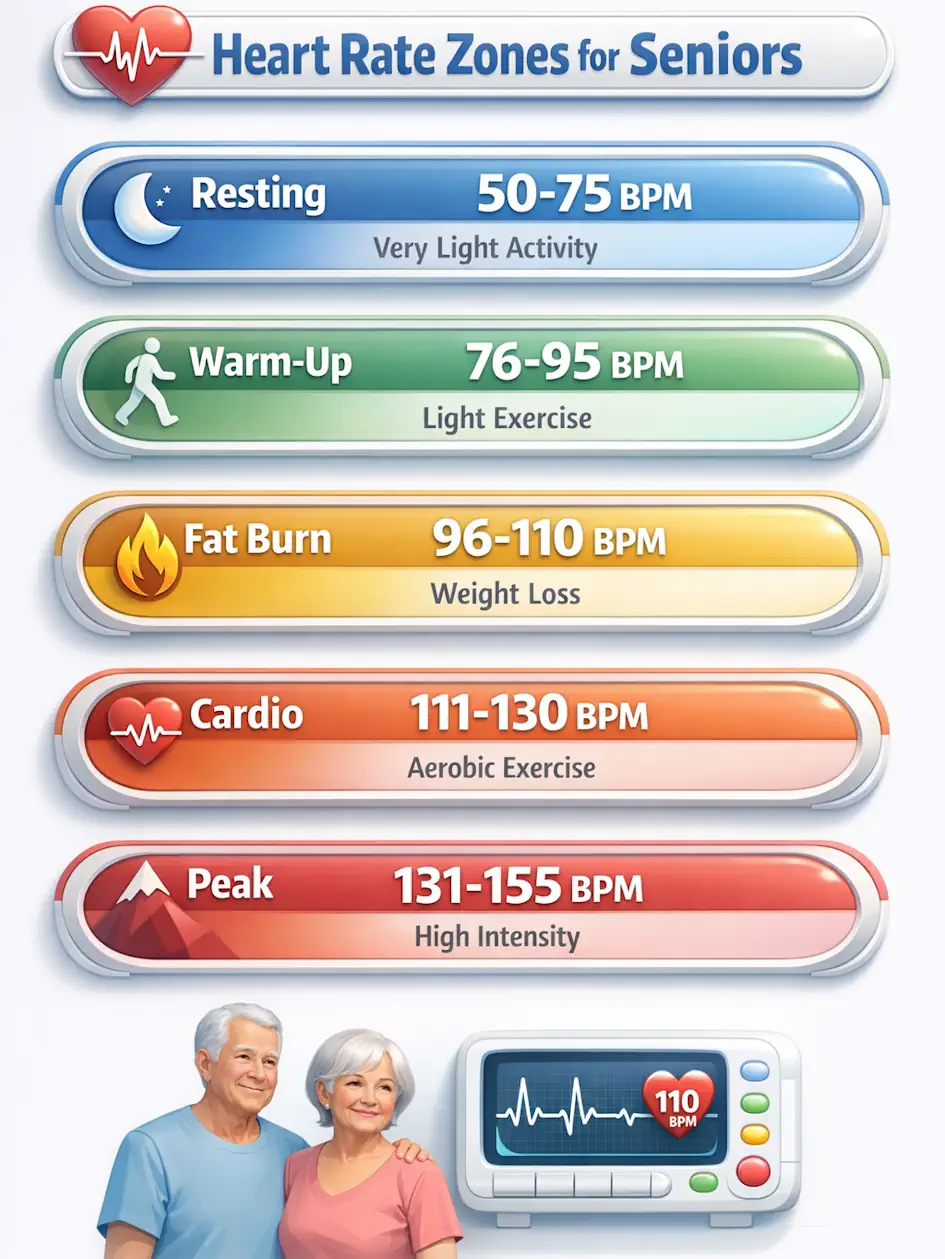 Image of a heart rate zone chart for seniors
