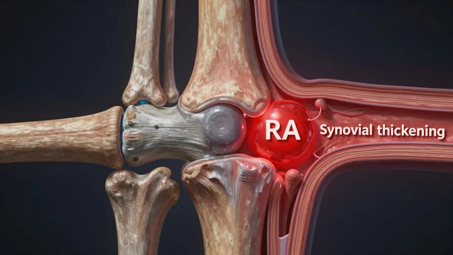 Diagram of joint inflammation in Rheumatoid Arthritis